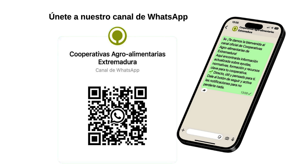 Lanzamos nuestro canal de WhatsApp para estar más cerca del cooperativismo agroalimentario extremeño