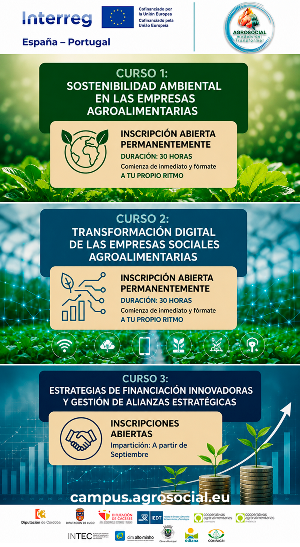 Agrosocial ofrece tres cursos gratuitos para impulsar la digitalización, la sostenibilidad y la competitividad de las cooperativas agroalimentarias