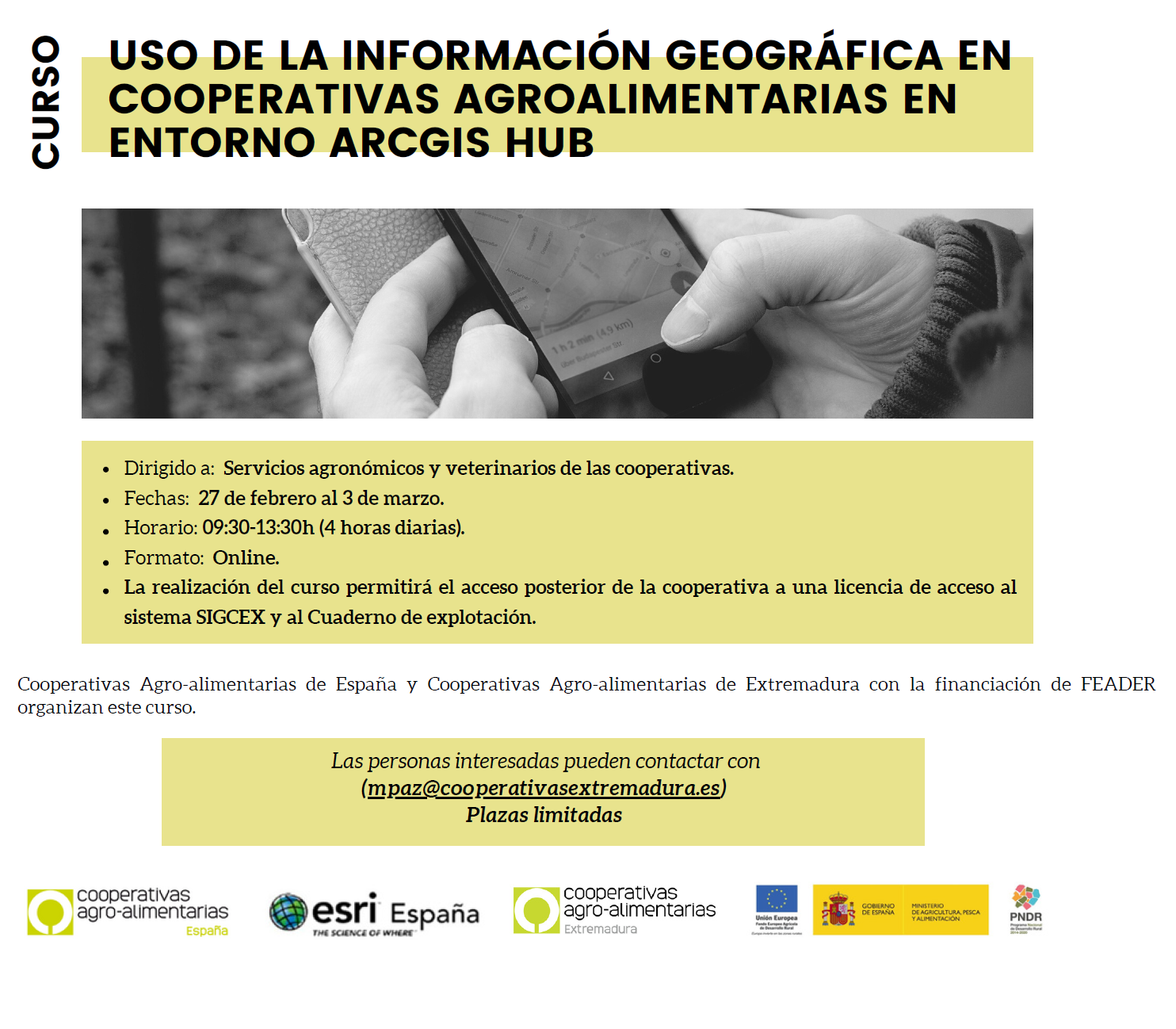 CURSO Uso de la Información Geográfica en Cooperativas Agroalimentarias en entorno ARCGIS HUB