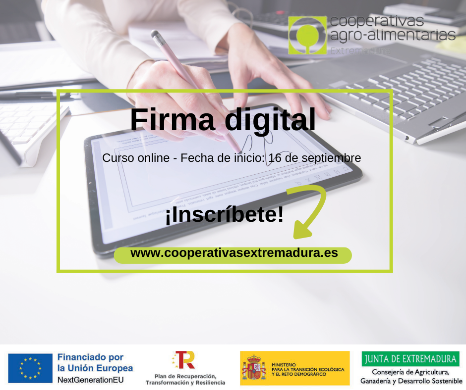 Curso online: uso de la firma digital en cooperativas agroalimentarias Curso online: uso de la firma digital en cooperativas agroalimentarias