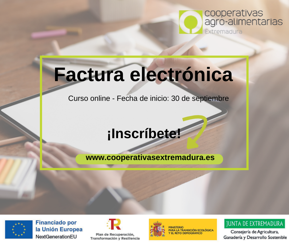 Curso online: factura electrónica en cooperativas agroalimentarias Curso online: factura electrónica en cooperativas agroalimentarias