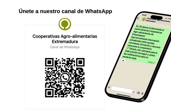 Lanzamos nuestro canal de WhatsApp para estar más cerca del cooperativismo agroalimentario extremeño