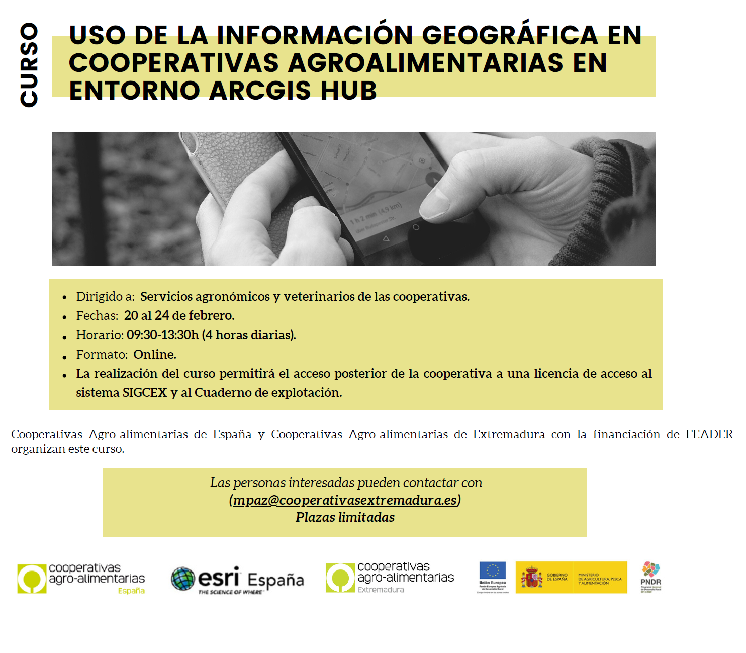 CURSO Uso de la Información Geográfica en Cooperativas Agroalimentarias en entorno ARCGIS HUB